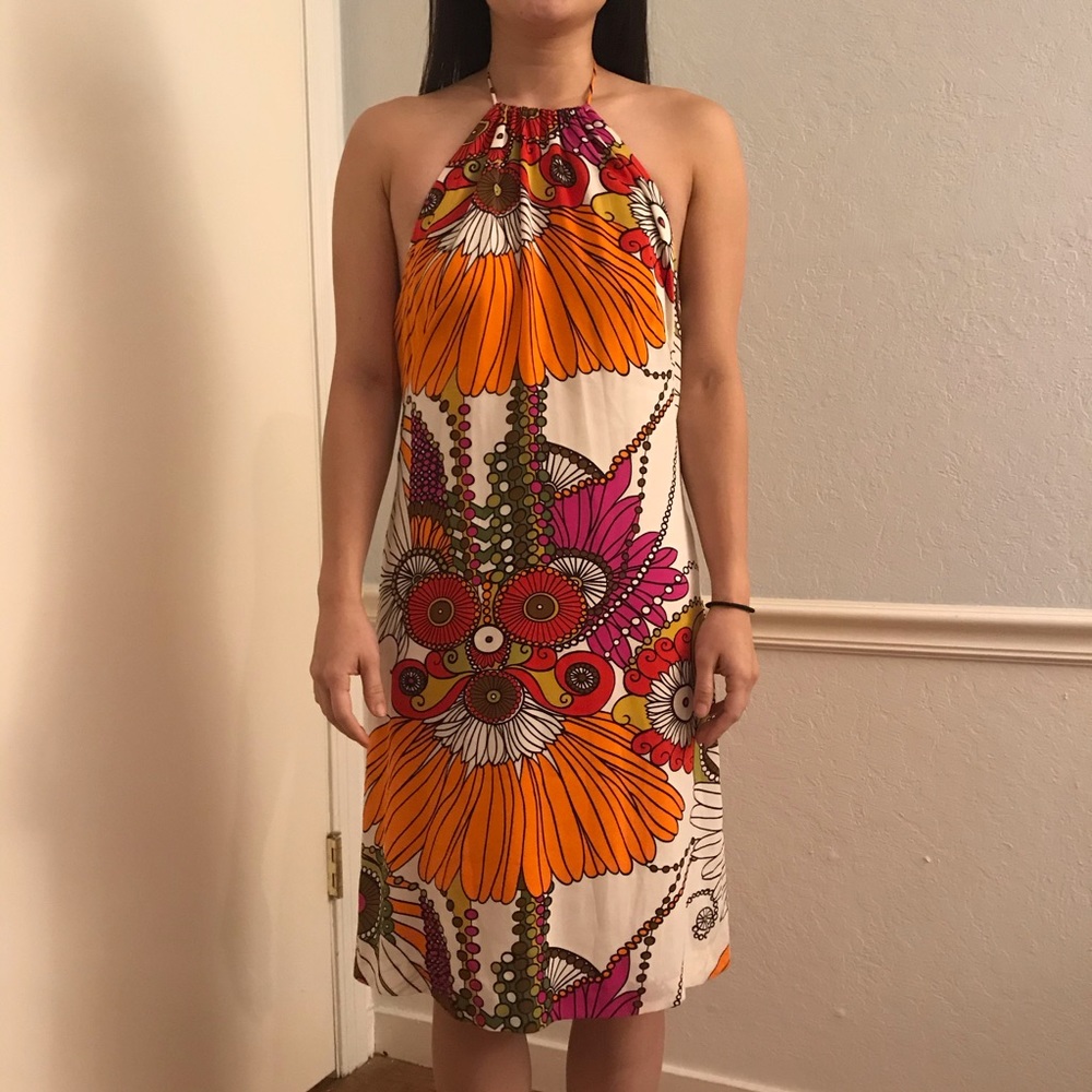 Trina Turk silk floral halter dress